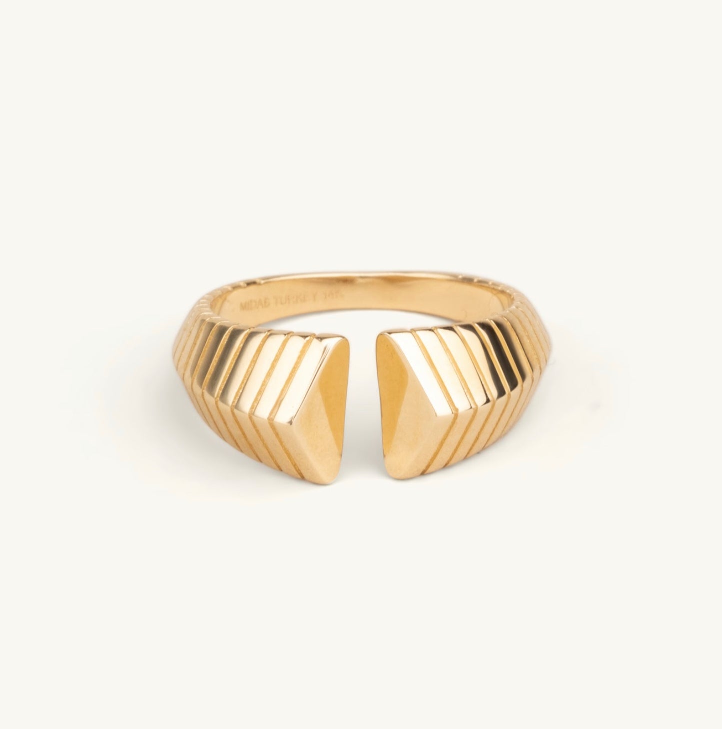 14KT Yellow Gold Open Chevron Cuff Ring