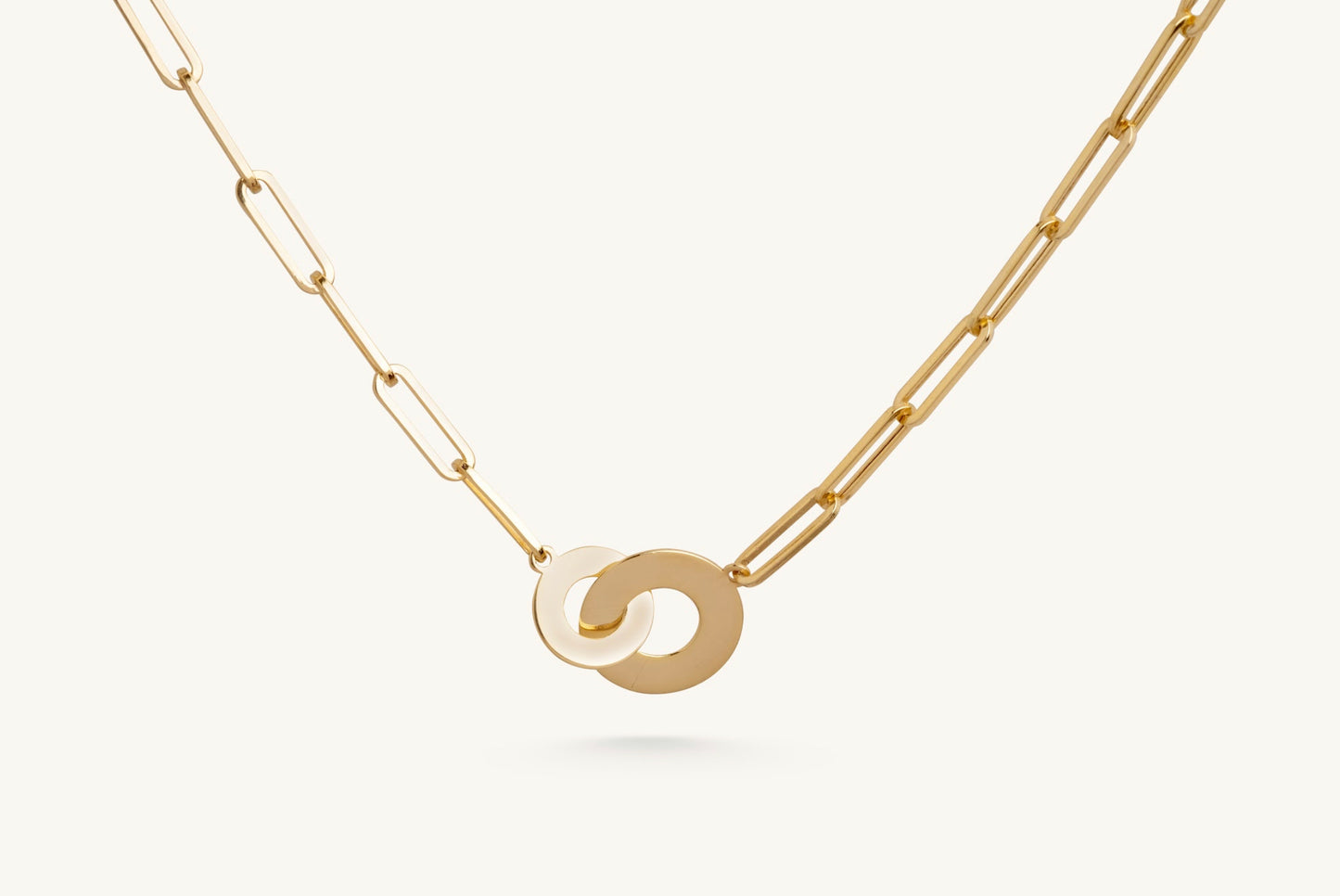 14KT Yellow Gold Interlocked Paper Clip Necklace