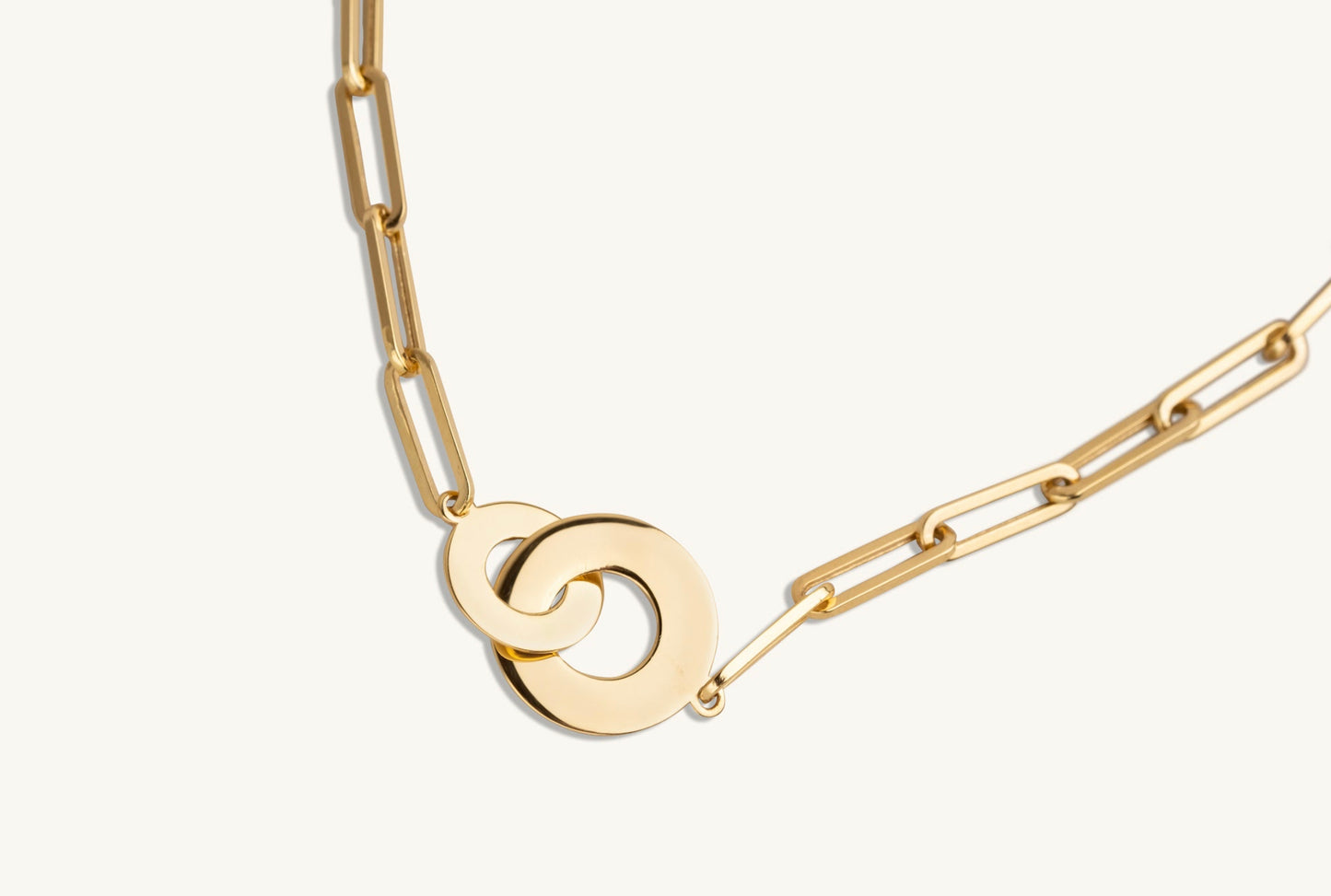 14KT Yellow Gold Interlocked Paper Clip Necklace