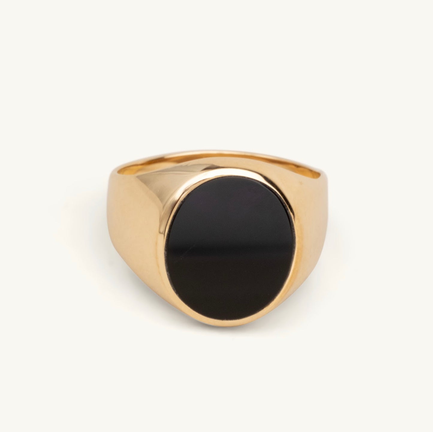 14KT Yellow Gold Signet Ring with Black Onyx