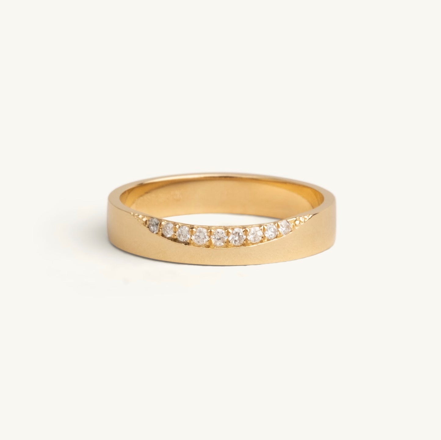 14KT Yellow Gold Diamond Curved Band