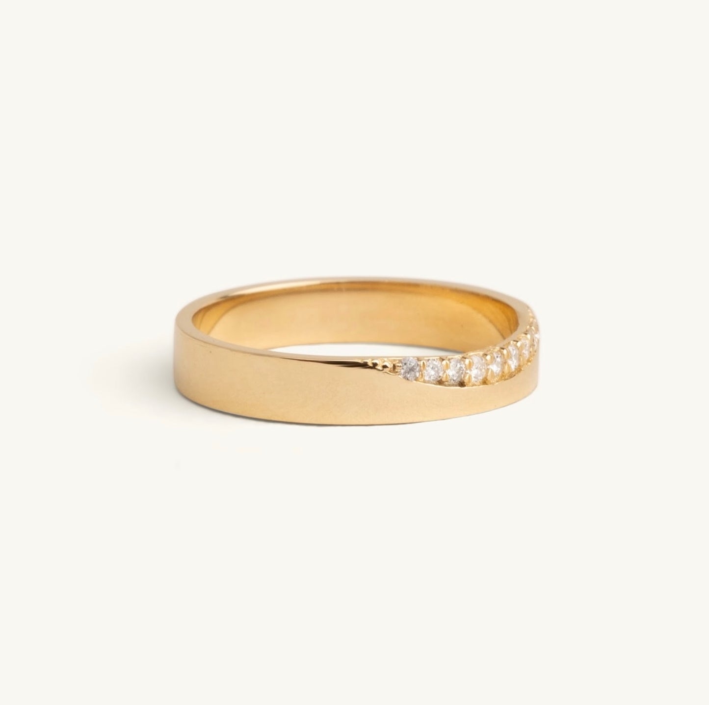 14KT Yellow Gold Diamond Curved Band