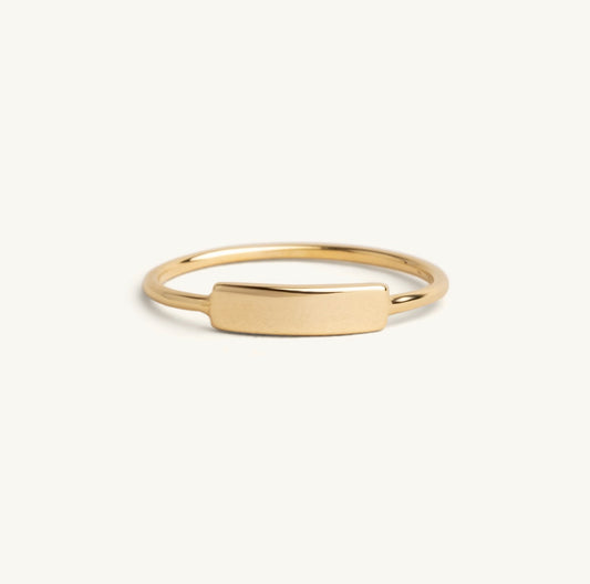 14KT Yellow Gold, White Gold , Rose Gold ID Bar Ring