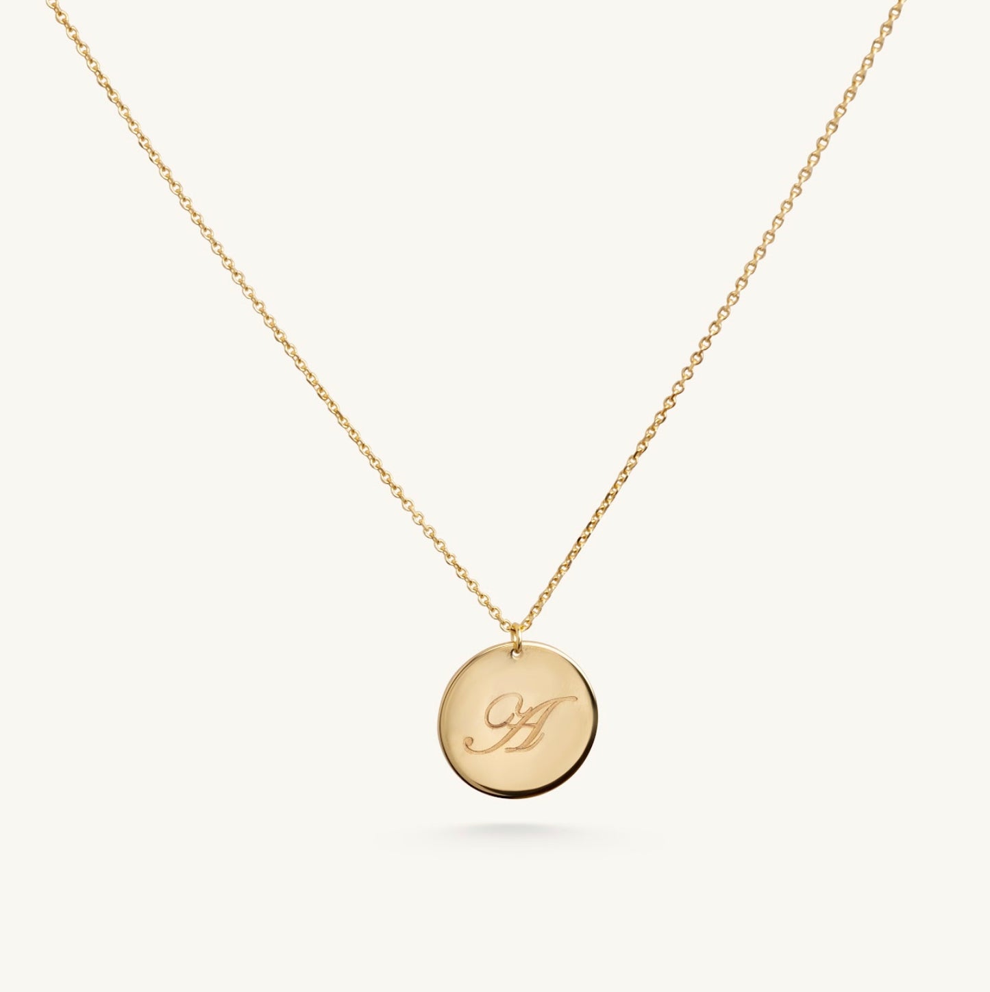 14KT Yellow Gold Engraveable Disc Necklace