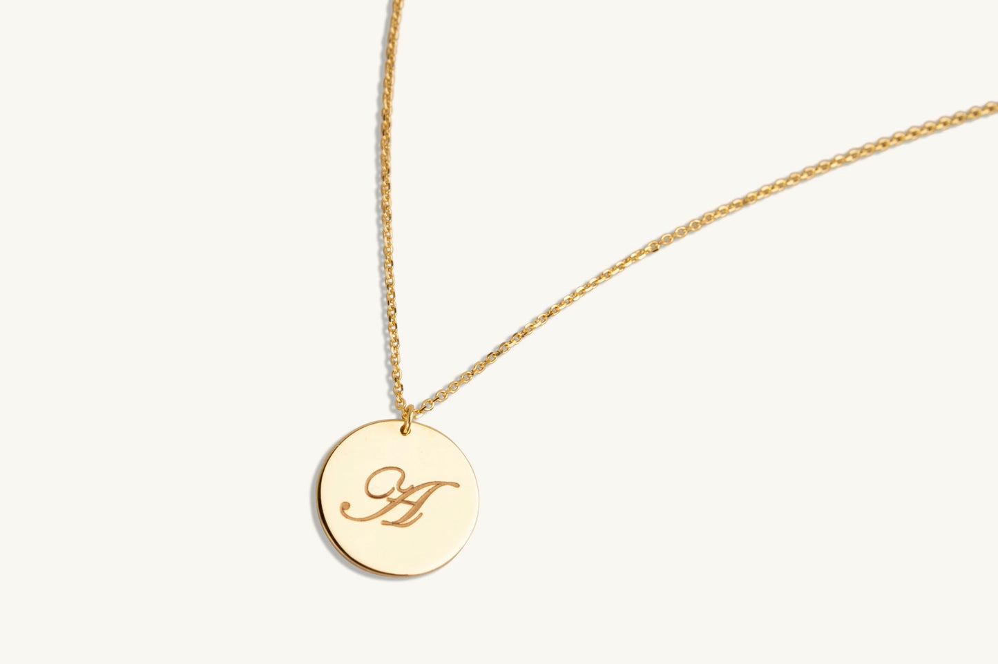 14KT Yellow Gold Engraveable Disc Necklace