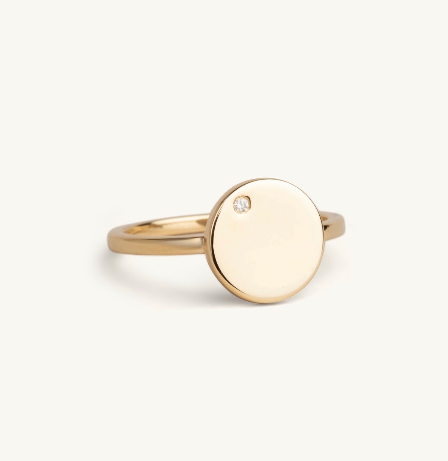 14KT Yellow Gold Initial Circle RIng