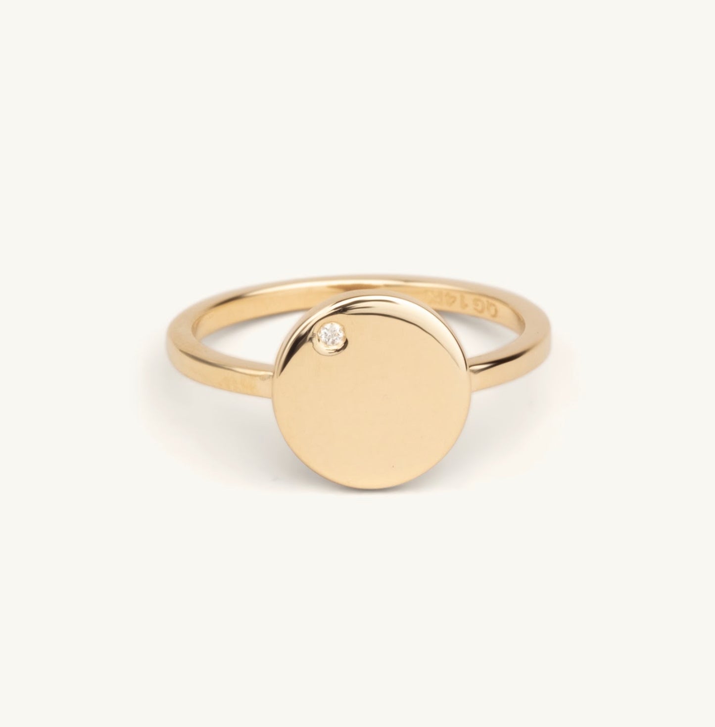 14KT Yellow Gold Initial Circle RIng