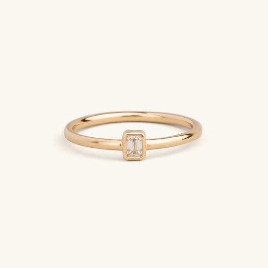 14KT Yellow Gold, White Gold, Rose Gold Emerald Cut Ring