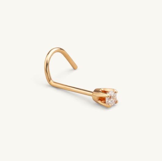 14KT Yellow Gold Lab Diamond Nose Ring