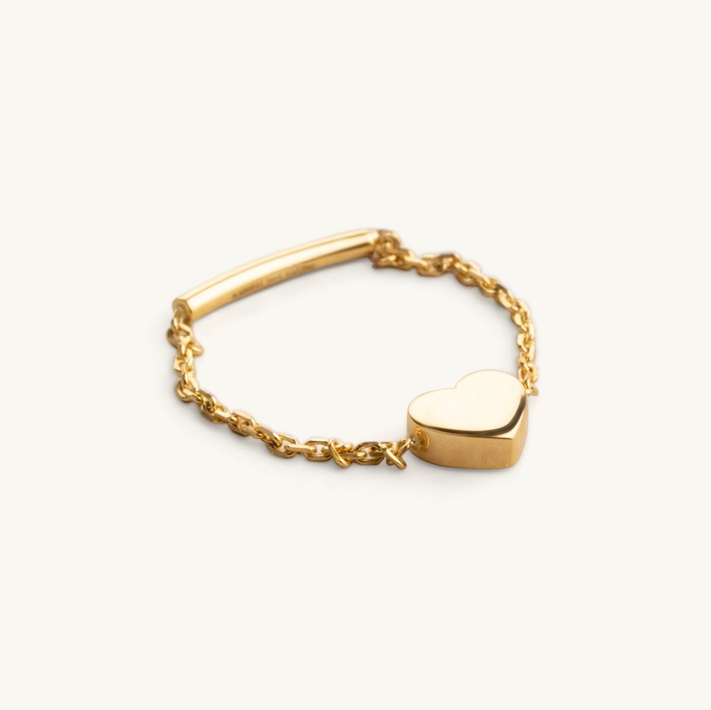 14KT Yellow Gold Mini Heart Chain Ring