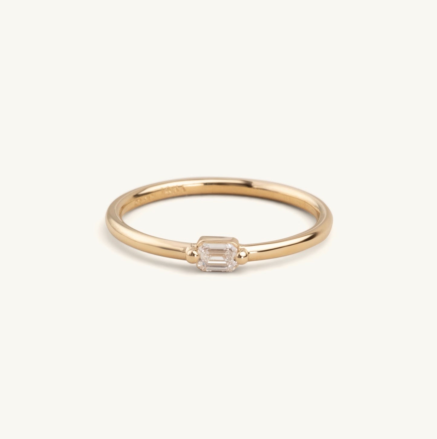 14KT Yellow Gold, White Gold, Rose Gold Emerald Cut Lab Diamond Ring