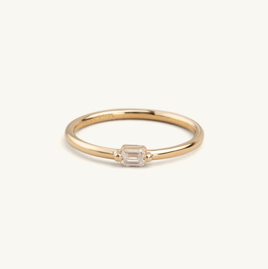 14KT Yellow Gold, White Gold, Rose Gold Emerald Cut Lab Diamond Ring