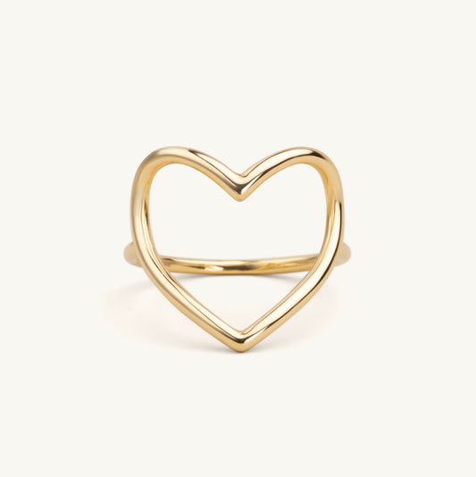 14KT Yellow Gold Open Heart Ring