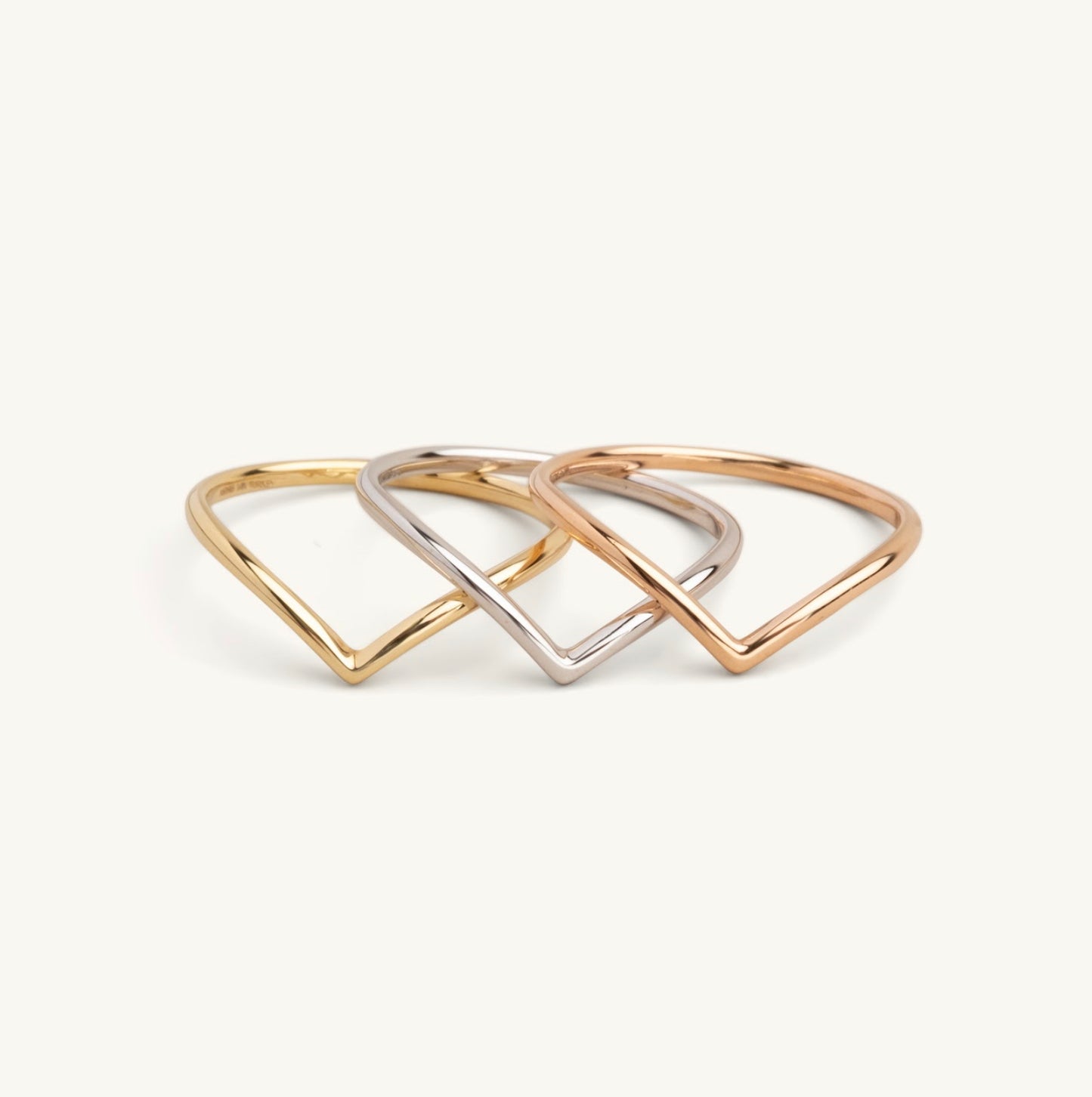 14KT Yellow Gold, White Gold , Rose Gold Chevron Ring