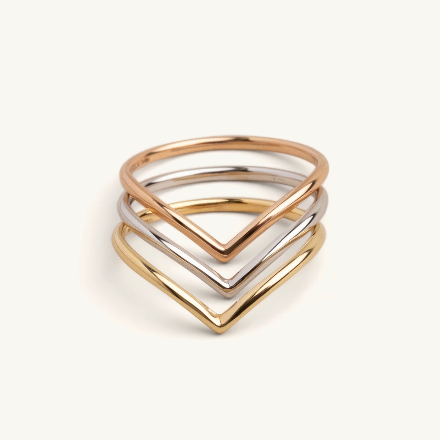 14KT Yellow Gold, White Gold , Rose Gold Chevron Ring