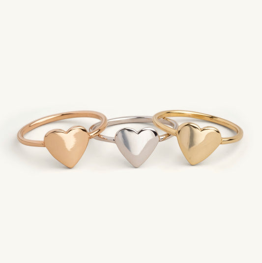 14KT Yellow Gold , White Gold or Rose Gold Heart Ring