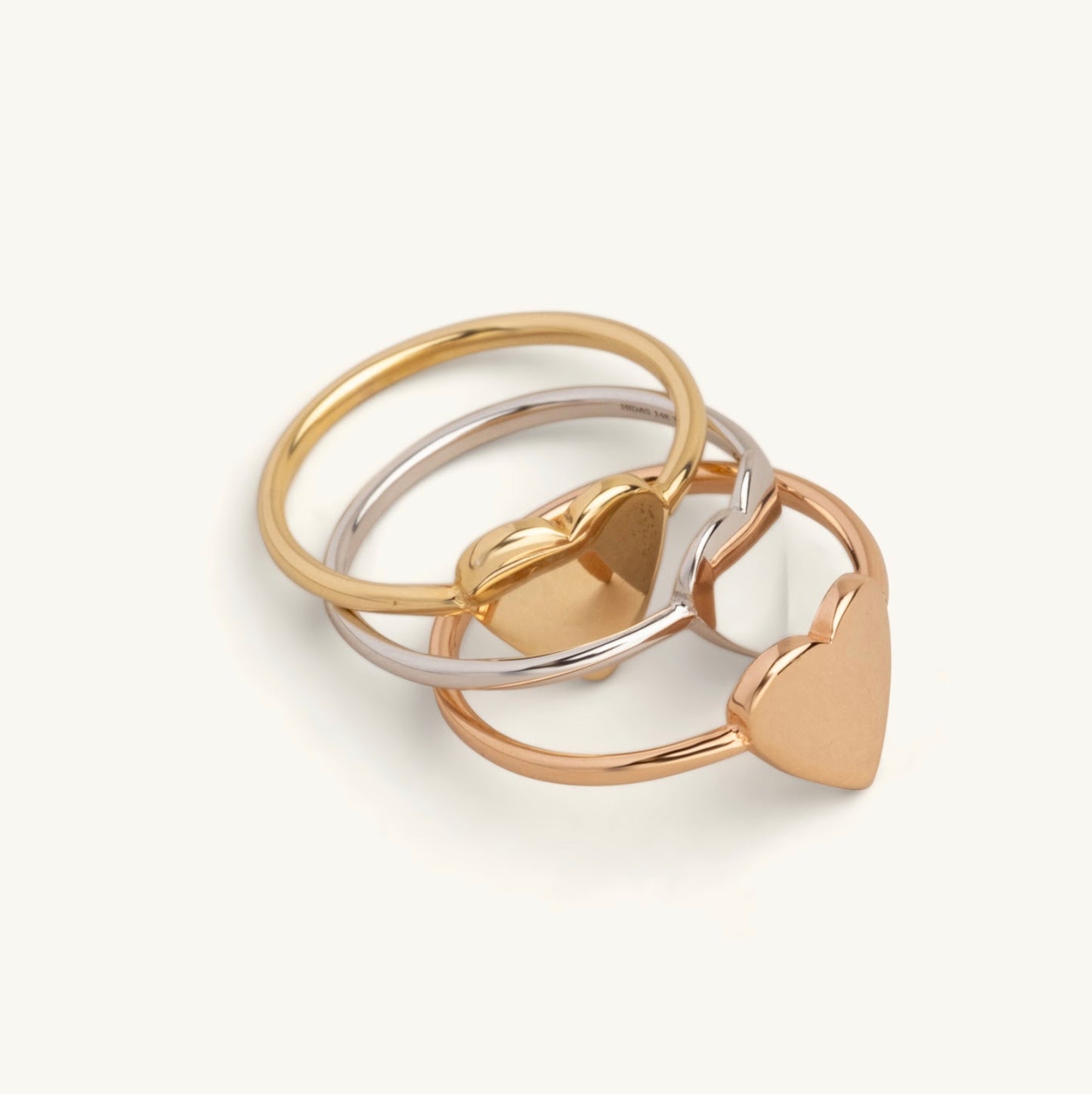 14KT Yellow Gold , White Gold or Rose Gold Heart Ring