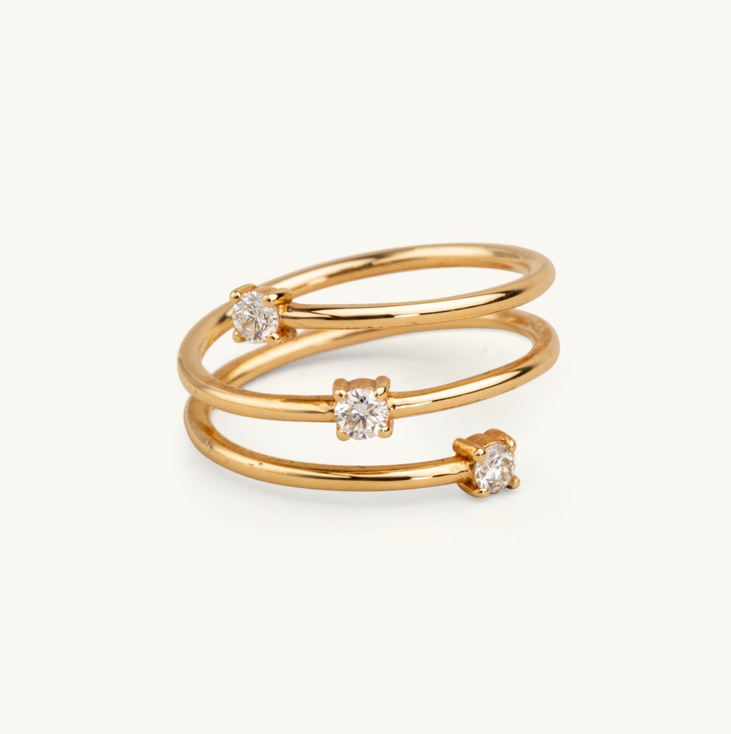 14KT Yellow Gold , White Gold, Rose Gold Lab Diamond Swirl RIng