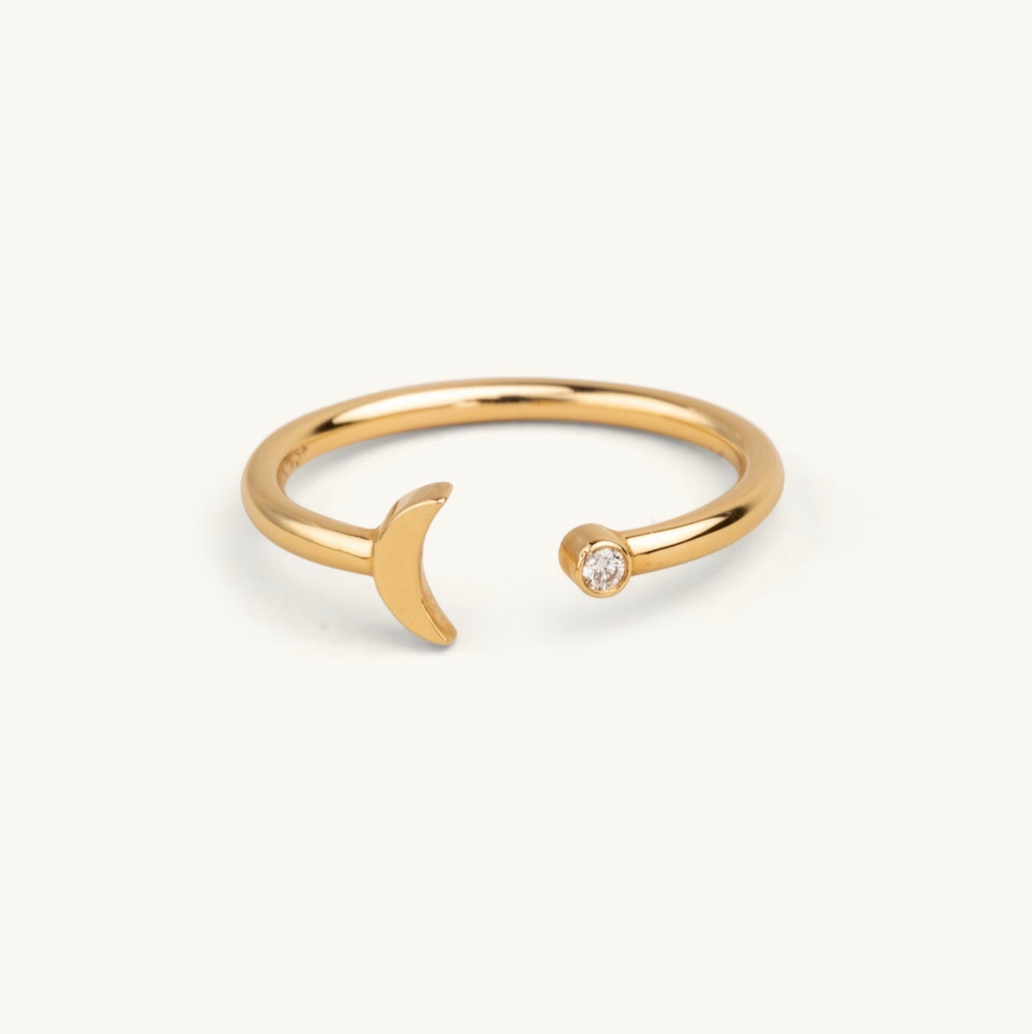 14KT Yellow Gold, White Gold or Rose Gold Sun and Moon Lab Diamond Ring