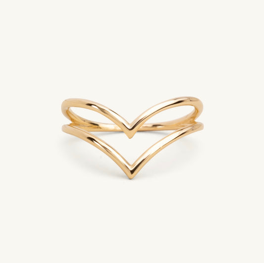 14KT Yellow Gold Double Chevron Ring