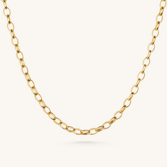 4.5mm - 14KT Yellow Gold Hollow Oval Forzentina Chain with Pear Lock