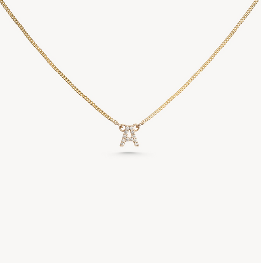 14KT Yellow Gold Micro Diamond Initial Pendant