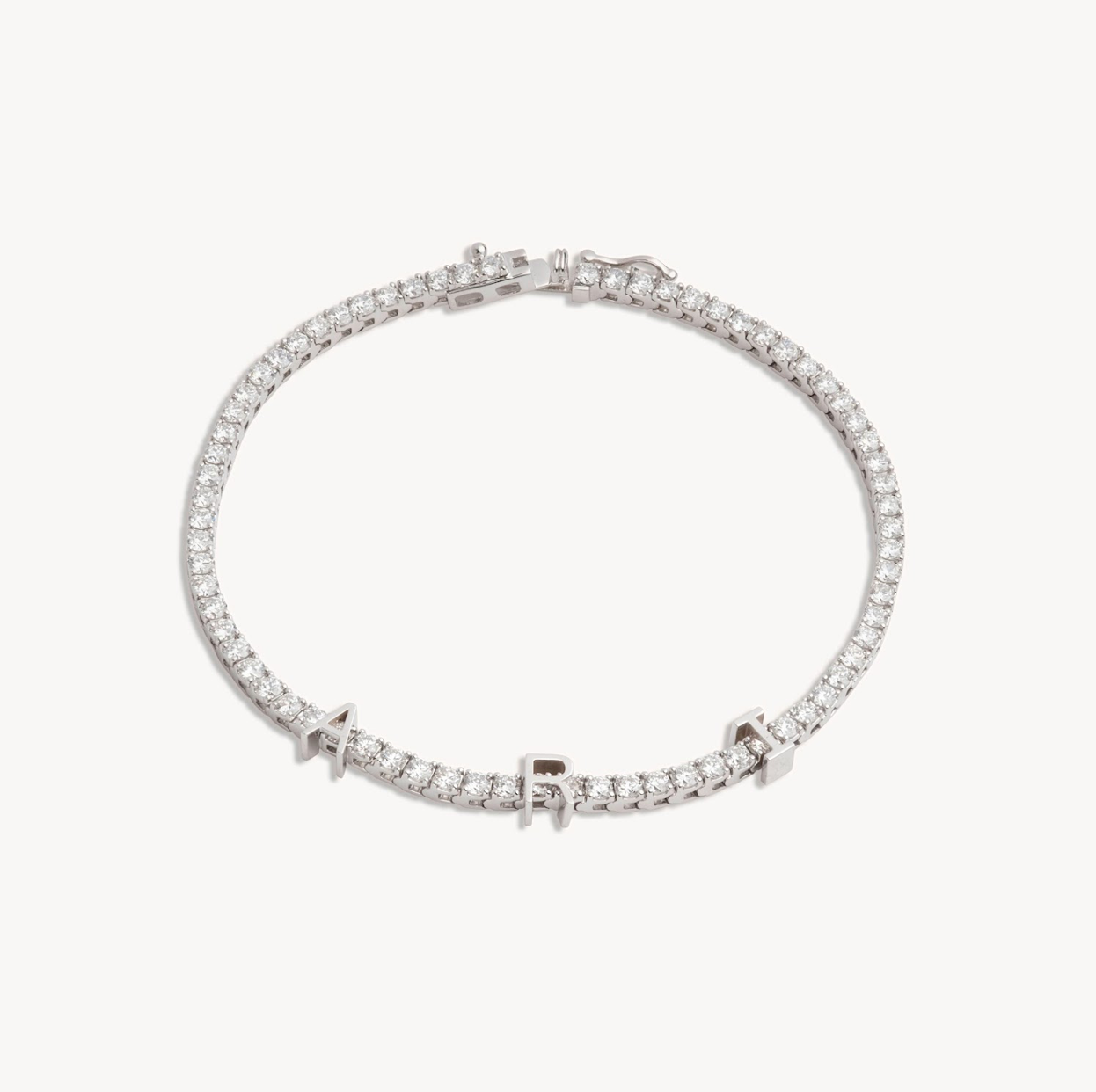 Choice of 14KT Yellow Gold, White Gold Initial Tennis Bracelet