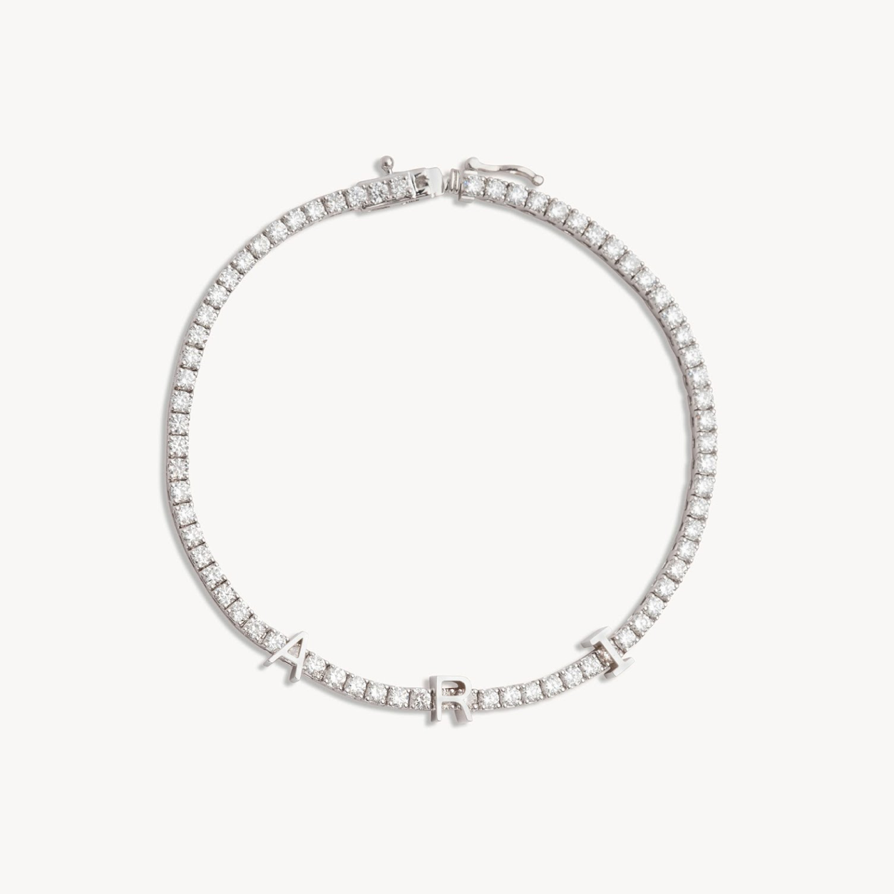 Choice of 14KT Yellow Gold, White Gold Initial Tennis Bracelet