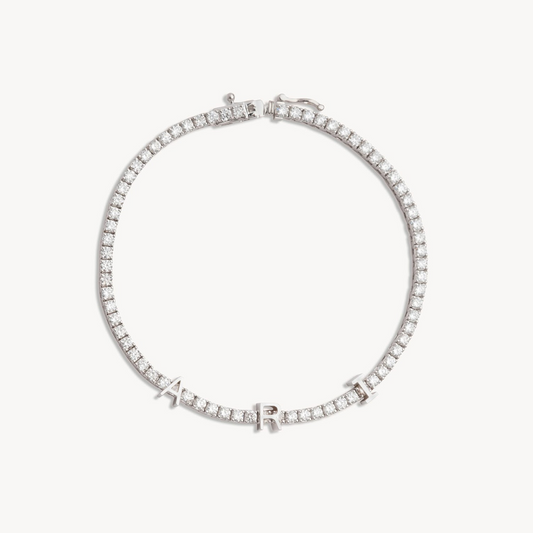 Choice of 14KT Yellow Gold, White Gold Initial Tennis Bracelet