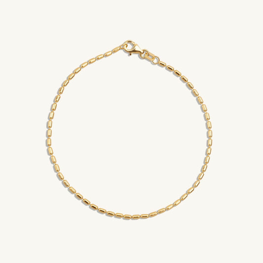 14KT Yellow Gold Long Bead Chain Bracelet