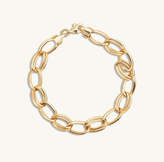 14KT Yellow Gold Alternating Double Loop Bracelet