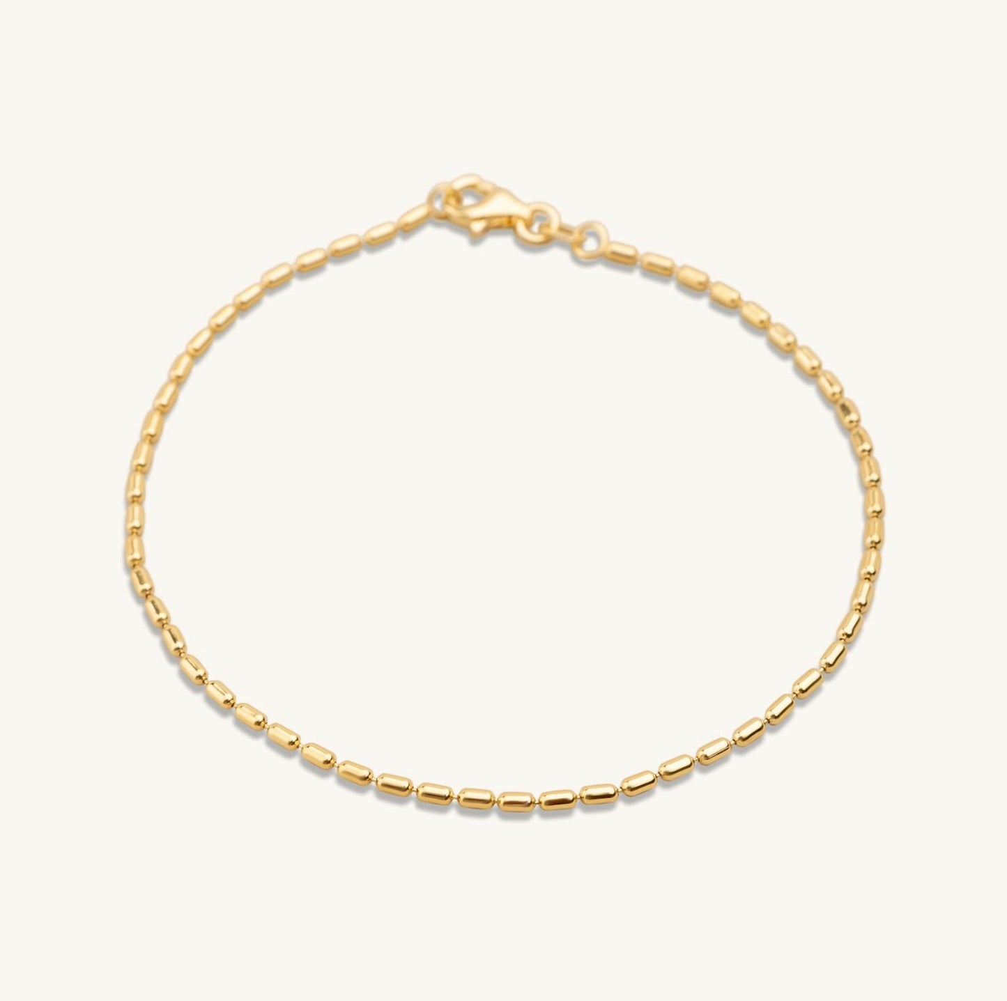 14KT Yellow Gold Long Bead Chain Bracelet